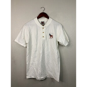 Vintage Reno Henley Tee Oneita M USA 90s American Flag Graphic